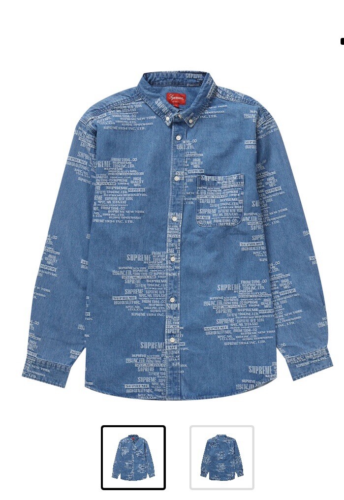 SUPREME - Trademark Jacquard Denim Shirt Size Large - NEW | eBay