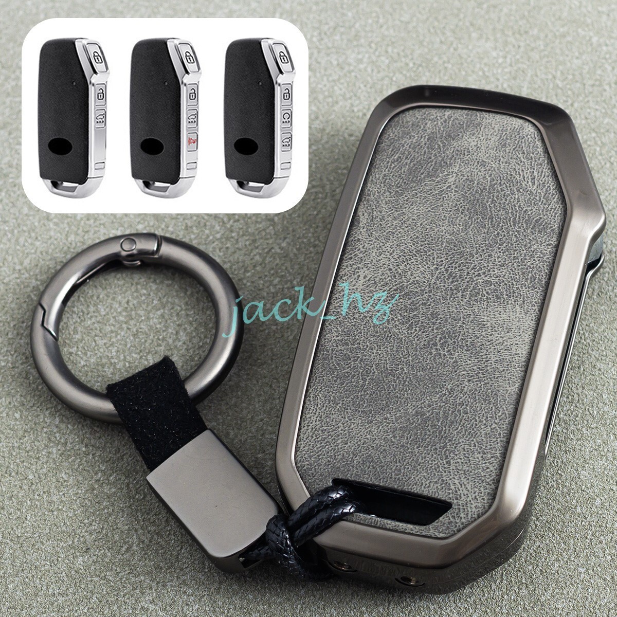 Metal Leather Car Key Fob Case Cover Keychain For Kia Sportage