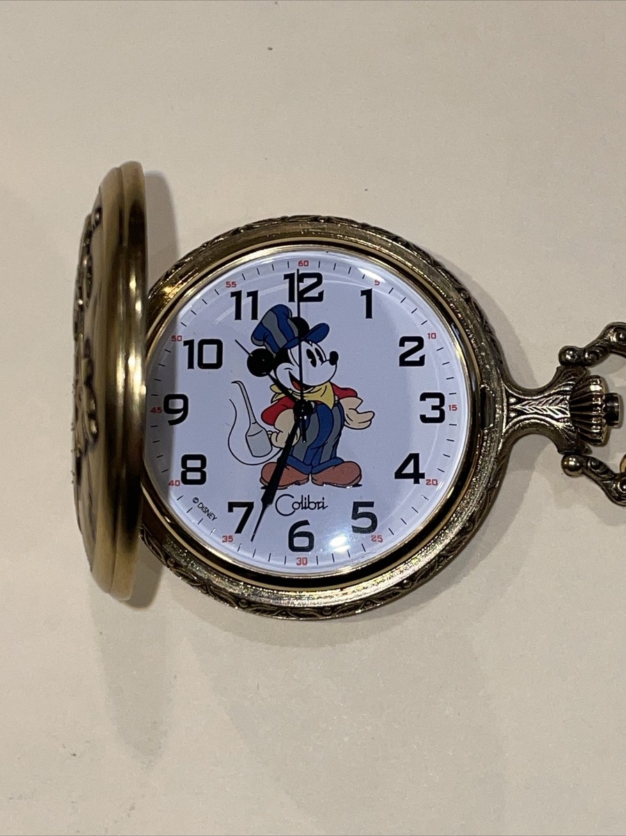 その他 Disney Mickey Mouse Pocket Watch 1996 Vintage Colibri Disney Mickey Mouse Swiss Engineer Pocket Watch In