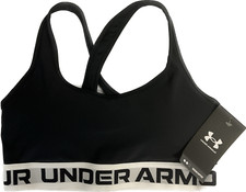 Under Armour Sports Bra Women Size M Black Crossback Compression
