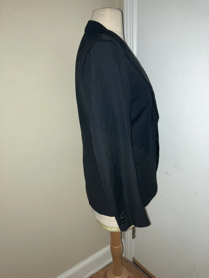 Chaqueta Blazer Brioni Para Mujer Esmoquin Negra Lana Satén Borde Un Botón Talla S/34 Foto 3 de 4