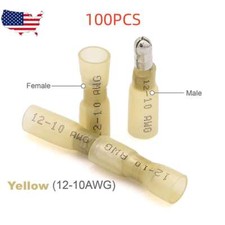 100pcs Heat Shrink Female Male Bullet Connectors Marine Crimp Terminals 12-10AWG