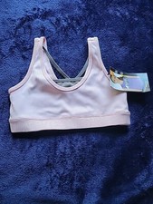 NEW girls AVIA SPORTS BRA pink gray layered GYM DANCE GYMNASTICS TOP size 7/8