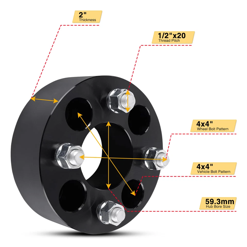 4x 2" ATV Wheel Spacers 4x4/ 101.6mm 1/2x20 For Polaris Scrambler 250 250X 59.3 Foto 2 de 4