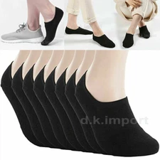 12 Pair Black Men Women No Show Socks Loafer Sneakers Low Cut Non Slip 10-13 Lot