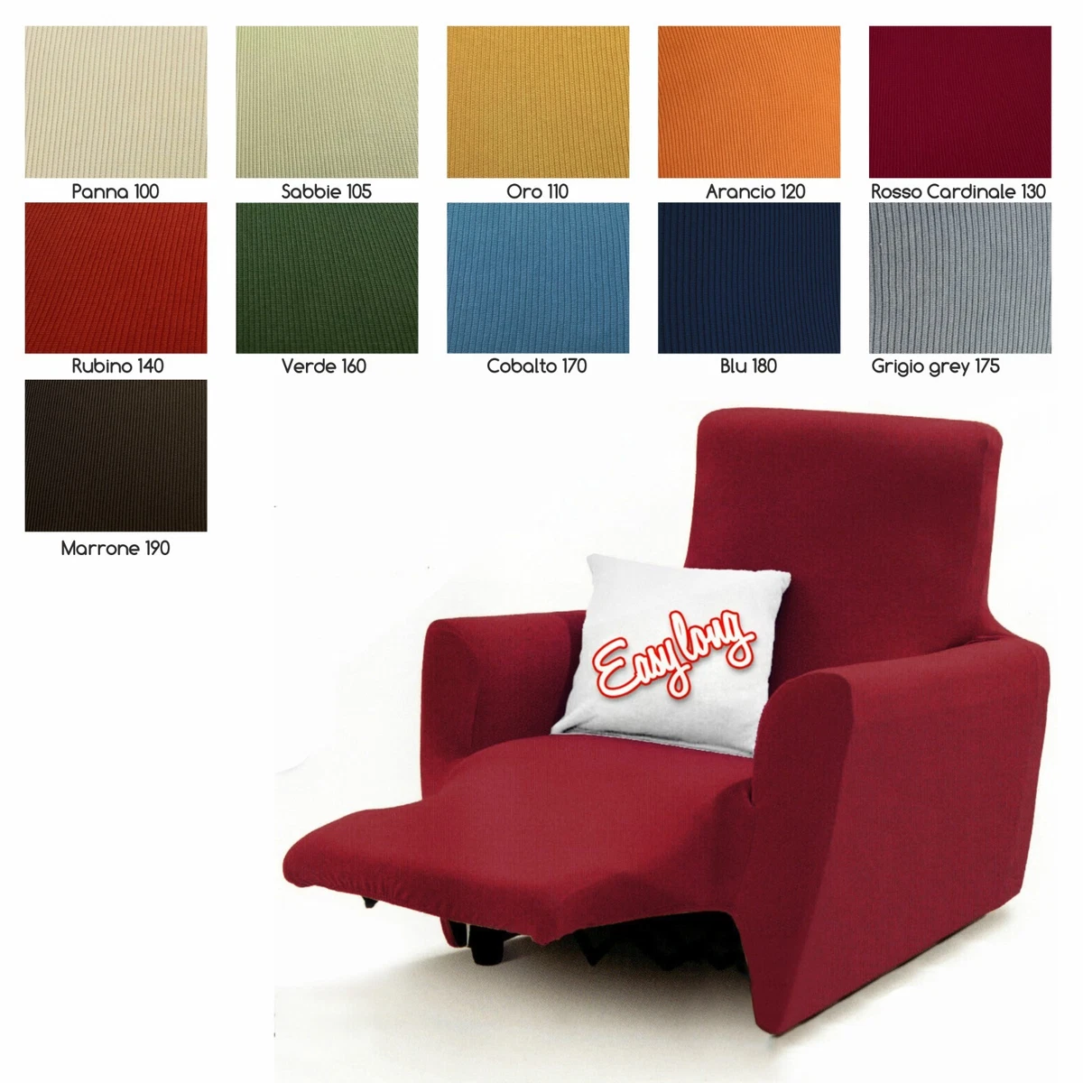 Copridivano Elasticizzato Millerighe 3 Piazze (170-210 Cm) - Tinta Unita Marrone, Made In Italy, Lavabile E No Stiro - 3