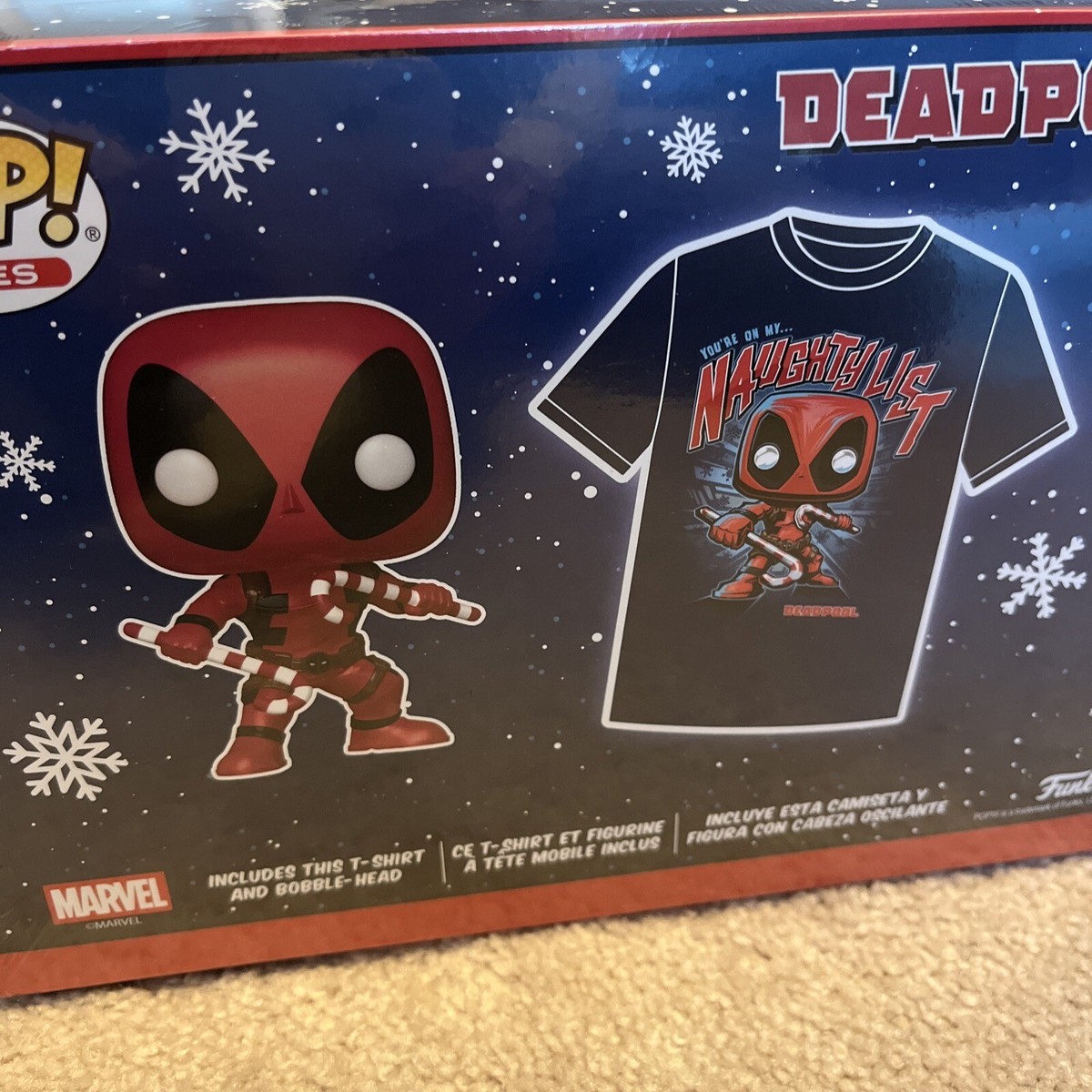 Funko Pop Tees Marvel DEADPOOL Holiday Vinyl Figure and T-Shirt XL NEW  SEALED
