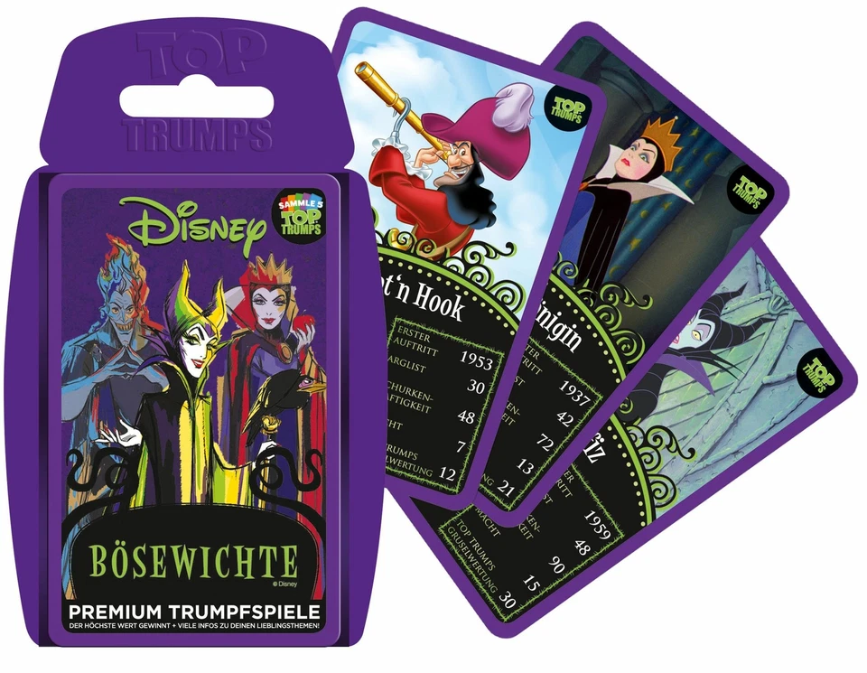 Top Trumps Disney Bösewichte Quartettspiel Kartenspiel Quartett Karten Spiel - Bild 2 von 2