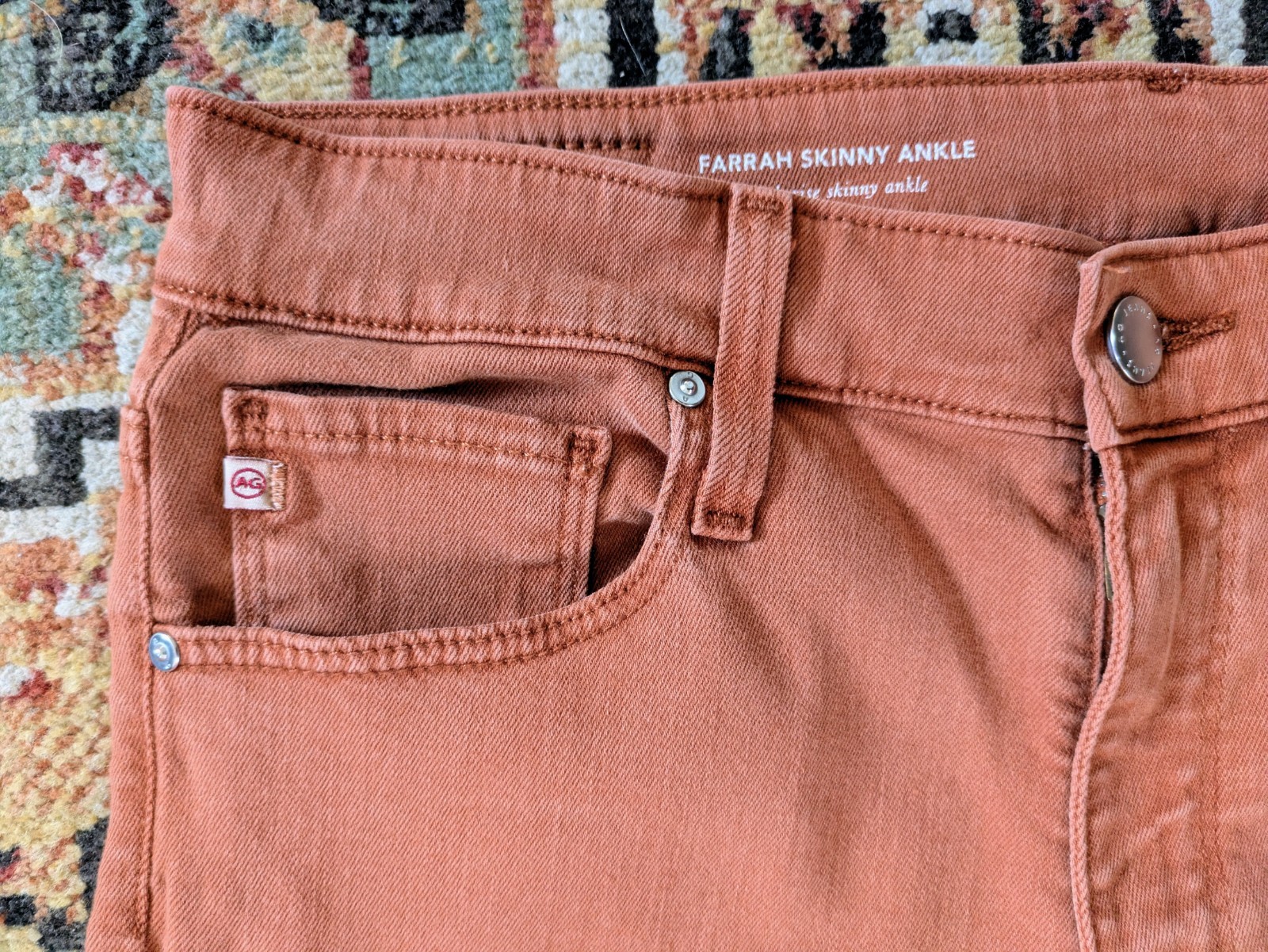Adriano Goldschmied AG Farrah Skinny Ankle Jeans Faded Rust Womens 29x28 *NICE!* thumbnail 3