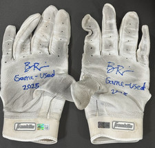 Ben Rice Yankees Signed Game Used Franklin Batting Gloves 2025 Auto Steiner COA