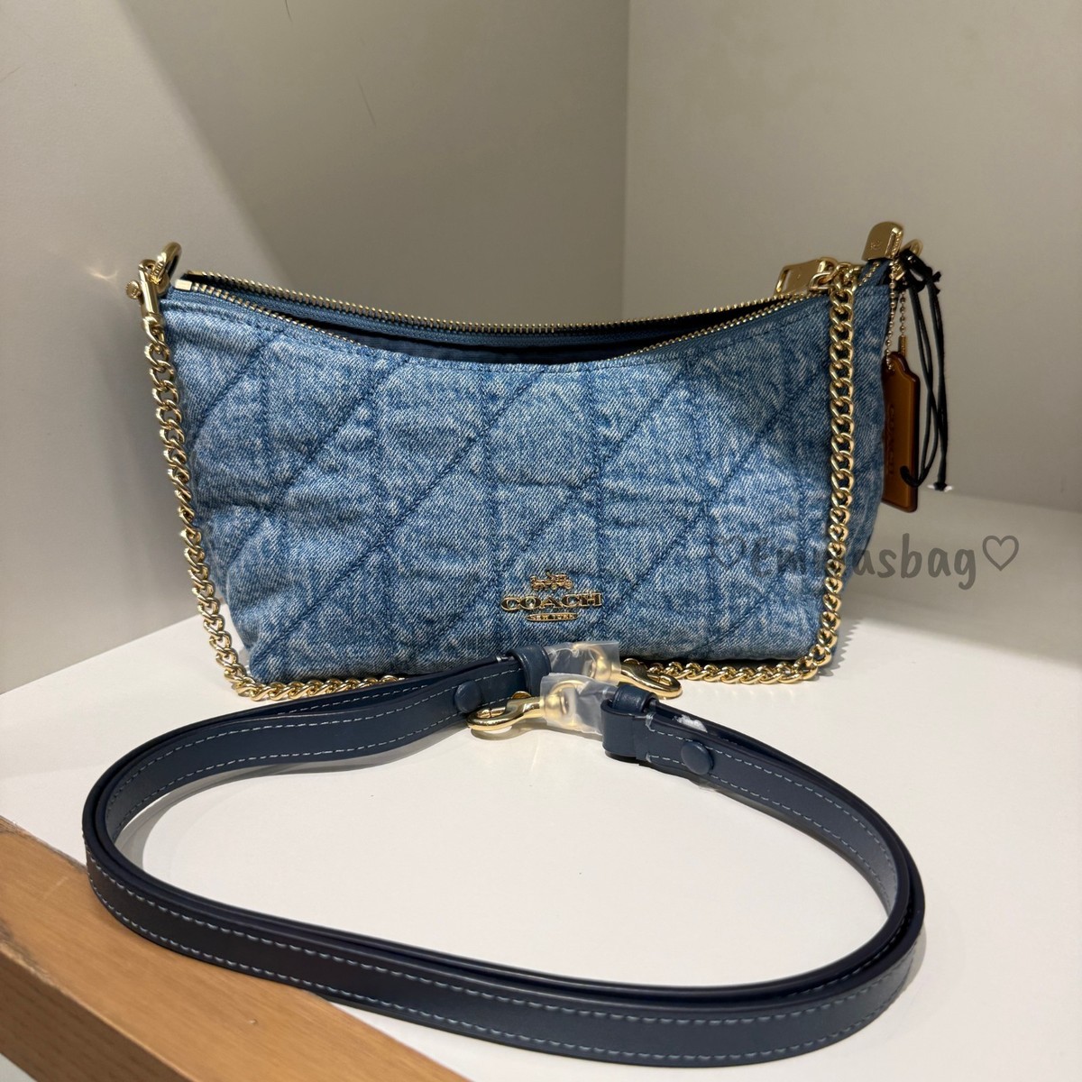 Coach Caitlin Shoulder Bag With Quilting CDZ89 Gold/Indigo | eBay