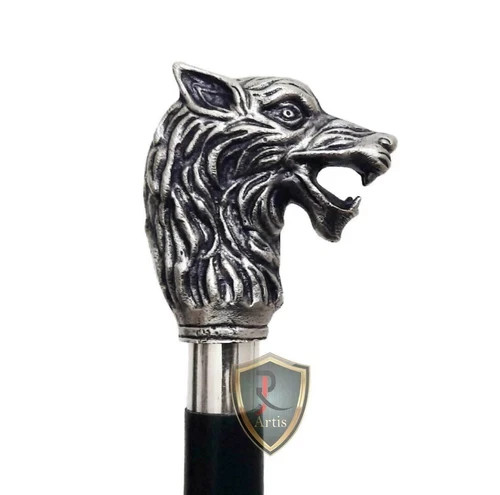 Nautical Solid Dragon Wolf Head Design Handle Woo… - image 4