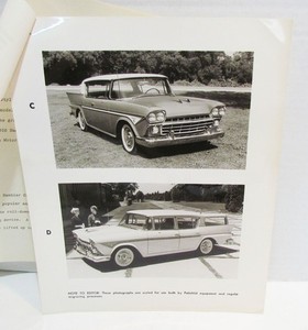 AMC 1958 RAMBLER & CROSS COUNTRY VINTAGE ORIGINAL AUTO PRESS PHOTO 8"x10" B&W