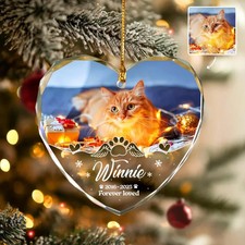 Custom Personalized Dog Memorial Ornament with Photo And Name, Forever Loved Dog