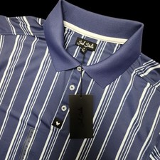 Bad Birdie Ridge Polo Golf Shirt Mens XL Cobalt Blue Winning Streak Striped NEW