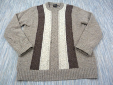 St Michael Knit Jumper Mens Large Brown Cream Shetland Wool Vintage