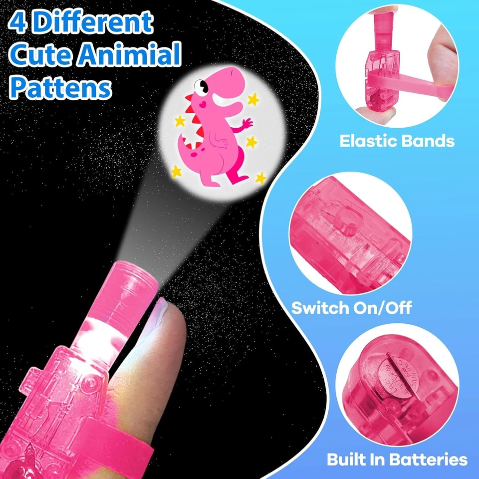 Paquete de 28 luces LED para dedos que brillan en la oscuridad para verde, rosa, azul, rojo  Foto 3 de 4