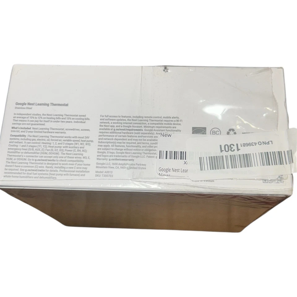 Google Nest 3rd Gen Smart Learning Thermostat Stainless Steel (T3007ES) - NEW - Image 3 of 4