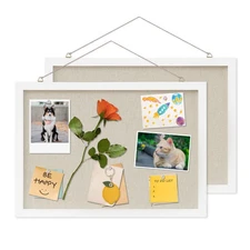 Cork Board with Linen White 2PackBulletin Board 17x12 Hanging 12x17 White-2p