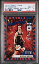 #19 Caitlin Clark 2025 Donruss WNBA - Net Marvels Press Proof Blue PSA 10 Fever