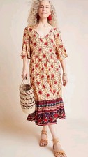 Faithfull The Brand x Anthropologie Floral Melia Midi Dress Size 2 Tiered FLAW