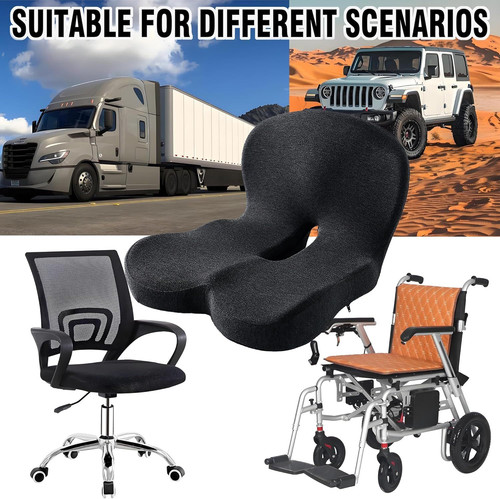 Ergonomic Memory Foam Seat Cushion for Truck Drivers Office Large, Dark Grey