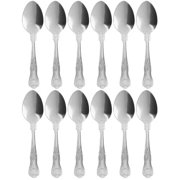 Kings Pattern Dessert Spoons Cutlery Pack of 12 Sunnex Stainless Steel 182mm