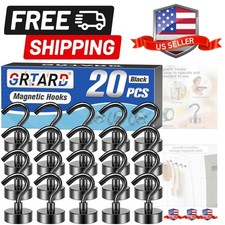 Pack Magnetic Hooks Heavy Duty, 30LBS Strong Magnet Hooks Heavy Duty, Black M...