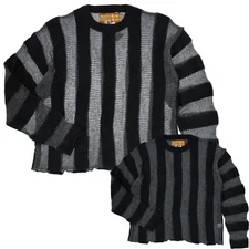 Brain Dead Fuzzy Threadbare Sweater, Men's Long Sleeve Open Knit Sweater, Black