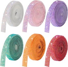 Rhinestone Ribbon Self Adhesive Crystal Rhinestones, 6-Rolls Bedazzling