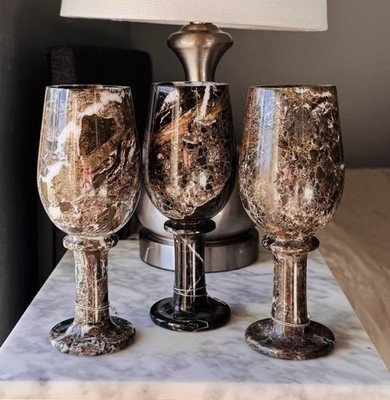 Black Jasper Tall Stemmed Goblet