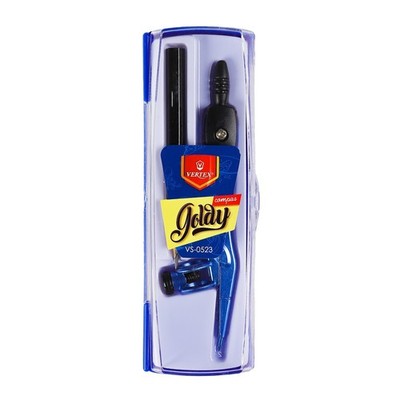 Precision Blue Metal Compass Vertex Goldy Drawing Tool Geometry Set Pencil Case