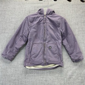 Lincoln Outfitters Jacket Youth Medium 10/12 Canvas Sherpa Lined Hooded Full Zip