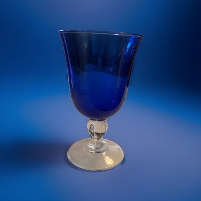 Cristal D'Arques Blue Cobalt Sapphire 6.5'' Footed Goblet Twisted Stem Set Of 6
