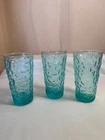 Vintage Anchor Hocking Lido Milano Aquamarine Juice Glasses-Set of 3-MCM-Crinkle