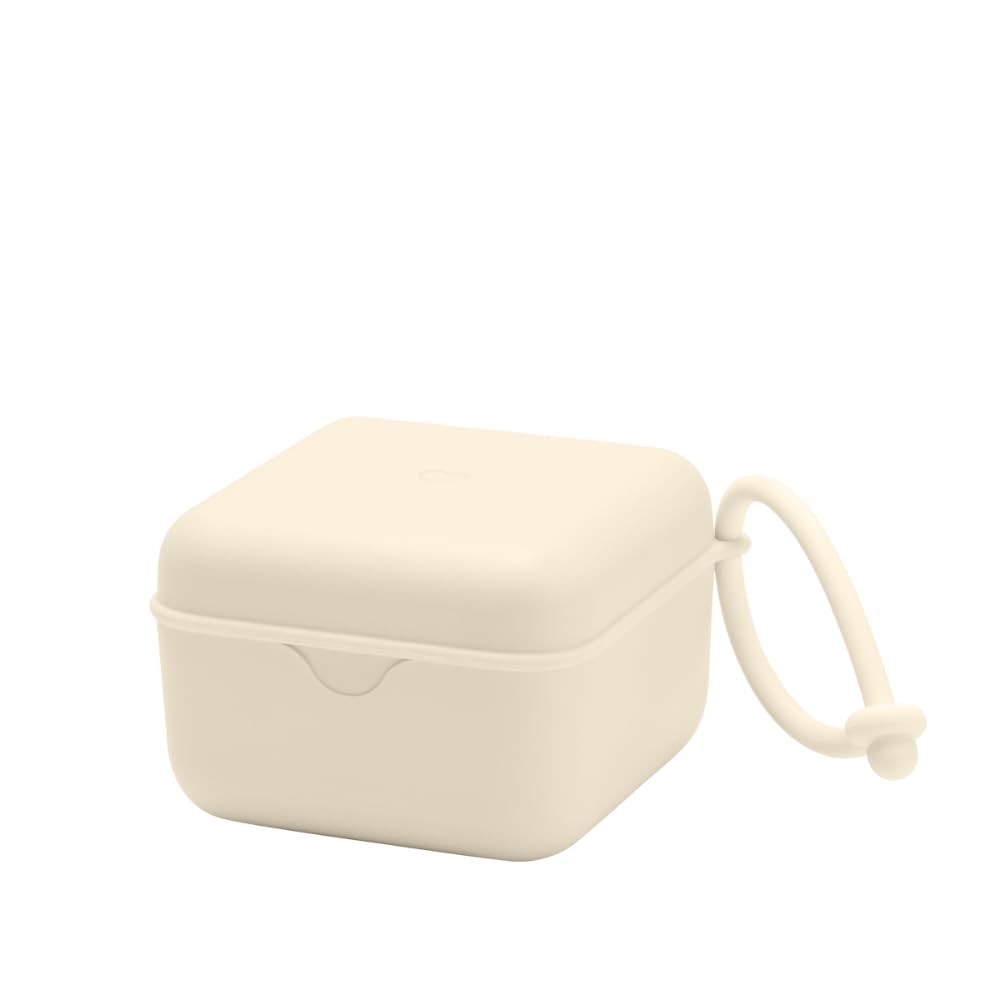 Boîte à tétine avec sangle silicone gris - Étui stérilisateur portable pour bébé