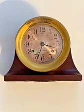 SETH THOMAS CORSAIR SHIP'S BELL NAUTICAL BRASS CLOCK -  GERMAN MOVT.