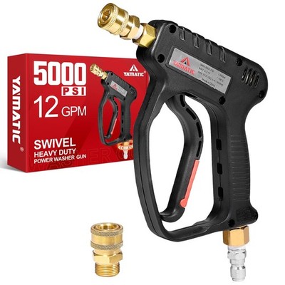 Short Pressure Washer Gun with Swivel, 5000 PSI Power Washer Wand Stubby Trig...