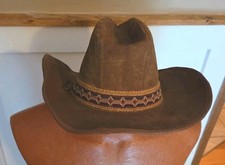 Vtg Stetson Brown Suede Cowboy Hat W/ South Western Head Band Size Medium 7 1/8