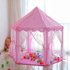 Girls' Princess Pink Fairy Play Tent Children's Hexagon Playhouse In/Outdoor UK