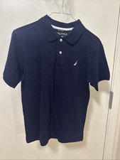 Nautica Polo Shirt Boys Large 14/16 Navy Blue Golf Casual Outdoors Kids Youth