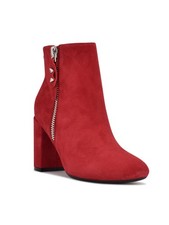 NINE WEST Womens Red Flexible Takes 9x9 Round Toe Block Heel Leather Booties 6 M