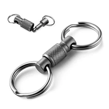 Quick Release Swivel Keychain, Detachable Pull Apart Key Holder with 2 Split 