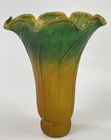 Amber Green Lily Lamp Shade Tiffany Style Vintage Tulip Blown Glass Flower Decor