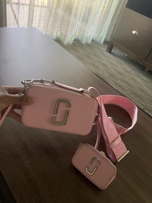 Marc Jacobs Pink Crossbody Bag Zip Closure Logo Strap Detachable Coin Purse