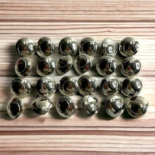 Silvertone Shiny Domed Shank back Metal Buttons Lot of 24 Appx 35mm (1.37")