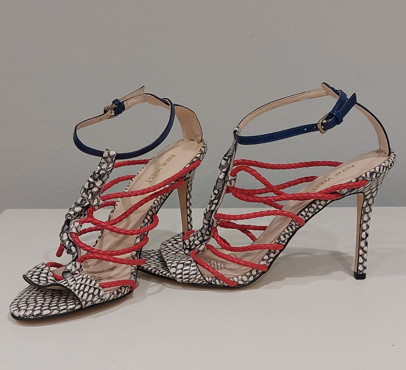 Nine West Monochrome Snake Strappy Heel 10W