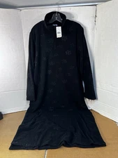SECRET TREASURES SLEEPWEAR Zip ROBE L 12/14 SOFT BLACK Snowflake COVER UP NWT
