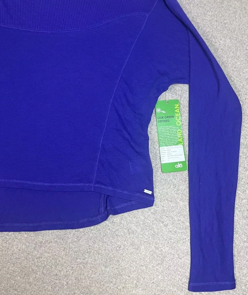 NUEVO CON ETIQUETAS Camisa Alo Captivate Manga Larga Mujer Talla Pequeña Púrpura Perfecta Yoga Gimnasio Foto 4 de 4