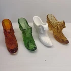 4 Vintage Glass Slipper Shoe Lion Head Hobnail & Daisy Pattern ? Fenton